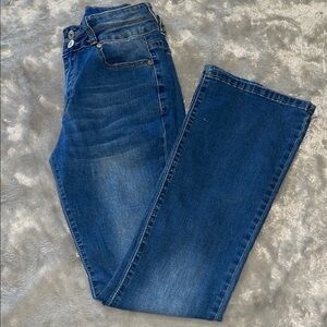 KUNMI Double Button Bootcut Flare Jeans -Medium Wash - Size 4